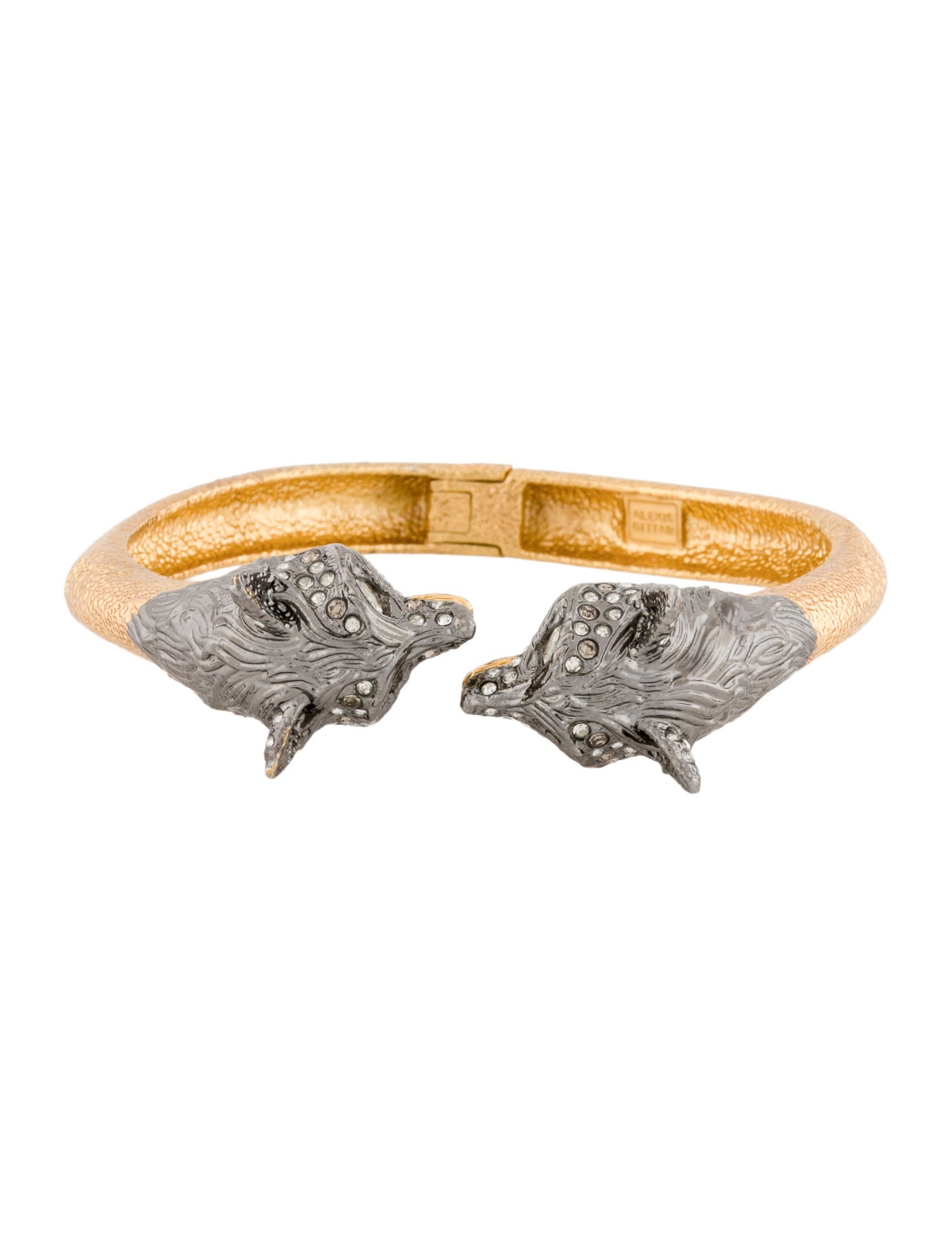 Alexis Bittar Crystal Fox Head Hinge Bangle Bracelet